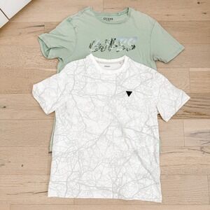 Y2K Guess Mens T-Shirt‎ Lot Size L White Green Graphic Streetwear Logo Casual